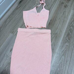 PINK halter top and skirt set